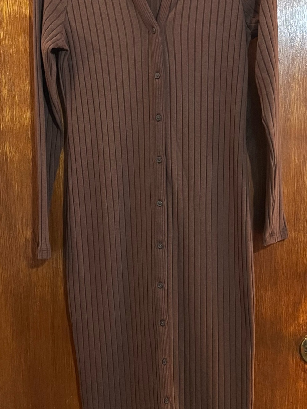 Old Navy Brown Ribbed Button-Front Midi Skirt - Picture 3 of 6